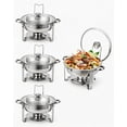 thumbnail image 1 of Ensemble de Buffets pour Réchauds, 2 Pcs Ou 4 Pcs, Plats Ronds pour Réchauds et Réchauds Alimentaires avec Couvercle en Verre Transparent – Acier Inoxydable Poli – Bord Doré / Bord en Acier Inoxydable, 1 of 8