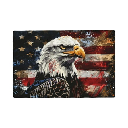 

Table Placemats Set of 4 - Retro American Eagle A 12x18 In Faux Linen Double Heat Resistant Place Mats Cloth Indoor/Outdoor Placemats Washable Table Mats for Dining Kitchen Party