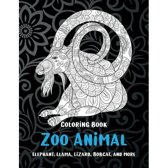 Zoo Animal - Coloring Book - Elephant, Llama, Lizard, Bobcat, and more (Paperback)