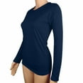 thumbnail image 2 of WREESH Womens Fashion T-Shirts Solid Color Spring Fall Patchwork Long Sleeves Round Neck Casual Tee Tops Pullover Navy, 2 of 4