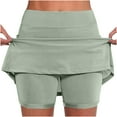 thumbnail image 2 of QATAINLAV Womens Casual Layered Ruffle Mini Skirt Shorts Milk Silk Soft Athletic Yoga Culottes Solid Color High Waisted Skorts Birthday Gifts Mint Green 4XL, 2 of 7