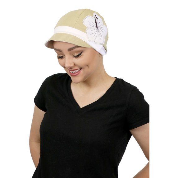 Chemo Hats for Women Cancer Headwear Headcoverings Soft Cotton Cute Baseball Caps (Cream Puff)