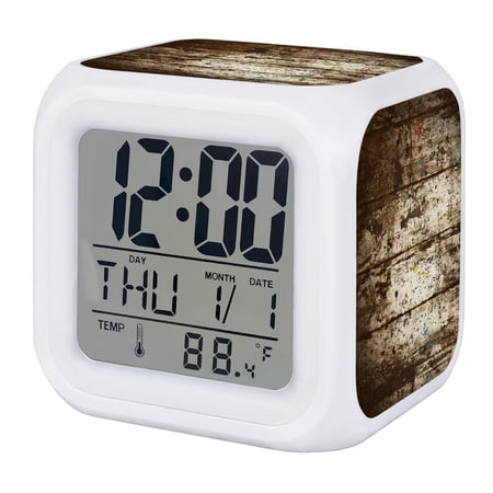 Brown Wooden Grain Digital Alarm Clock for Bedrooms,Smart LED Alarm Clock with 7 Color Changing photo Brown Wooden Grain Digital Alarm Clock for Bedrooms,Smart LED Alarm Clock with 7 Color Changing