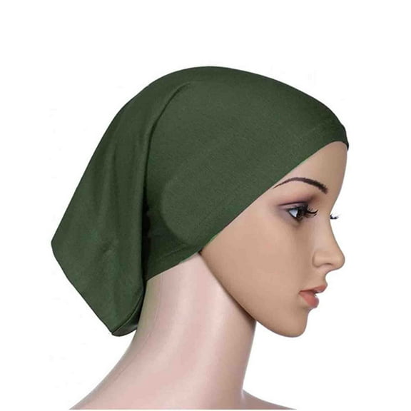 WRXMIJNHGSA Summer Caps Army Green Muslim Hat Women Stretch Turban Hat Chemo Cap Hair Loss Head Scarf Wrap Cap One Size 1PC