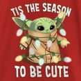 thumbnail image 2 of Girl's Star Wars: The Mandalorian Christmas Grogu 'Tis the Season to be Cute Graphic Tee Red Small, 2 of 5