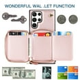 thumbnail image 4 of Crossbody Zipper Wallet Bag Case for Samsung Galaxy S24 Ultra,Dteck Lager Capacity Purse Leather Card Slots Pocket Shockproof Case Kickstad Cover with Shoulder Strap, Rosegold, 4 of 9