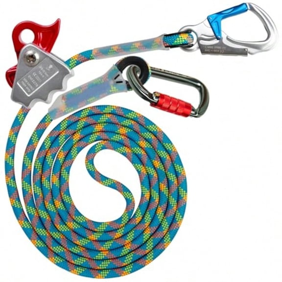 Flip Line Kit 11FT Polyester Lanyard Kit With Triple Lock Carabiner Adjuster Steel Swivel Snap Adjustable Positioning Rope For Fall Protection Arborist Tree Climbers