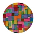thumbnail image 4 of HAOXIT Small Round Tablecloth, Abstract Washable Polyester Table Cloth for, Mosaic Tile Pattern Colorful Round Cubes, Fit Round Tables , For Holiday Dining Table/Dinner/Party, Multicolor 31-35, 4 of 8