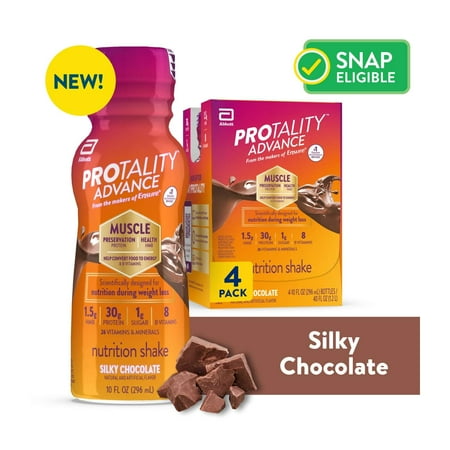 PROTALITY Advance Nutrition Shake, Silky Chocolate, 10-fl-oz Bottles, Pack of 4