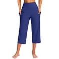 thumbnail image 2 of CUZIBR Capri Yoga Pants For Women With Pocket High Waist Wide Leg Baggy Workout Stretch Pants Trendy Gym Running Daily Activewear Soft Club Trousers,BU,XXL, 2 of 8