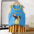 thumbnail image 2 of Toddler Boy Summer Outfits Baby Boys Cloting Set Good Day Outfit Dog Print Sleeveless Top Striped Shorts Casual Daily Wear, 2 of 5