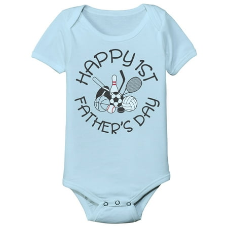 - Light Blue Happy 1st Father's Day Infant One Piece Baby Bodysuit