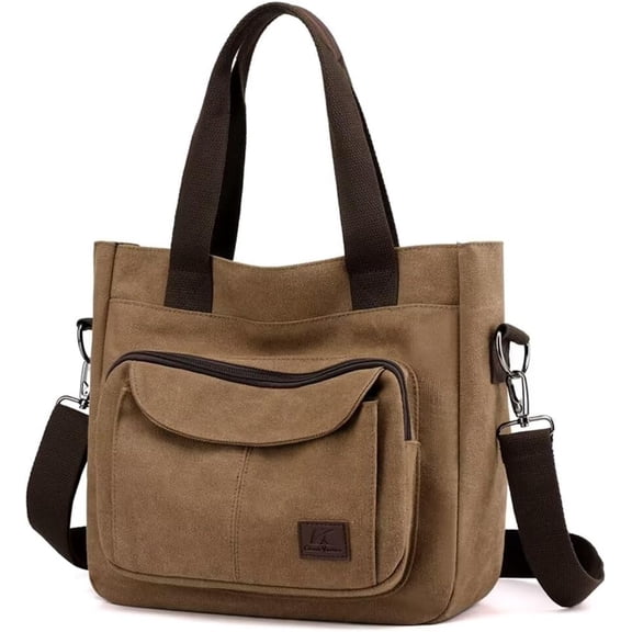 Sunyuer Canvas Tote Bag for Women, Crossbody Bag Handbag with Zipper Shoulder Bag for Shopping Travel Work