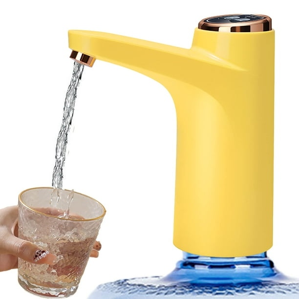 Bomba de botella de agua para sistema de bomba dispensadora de botellas de agua de 5 galones, bomba de agua potable automática con carga USB, portátil (amarillo)
