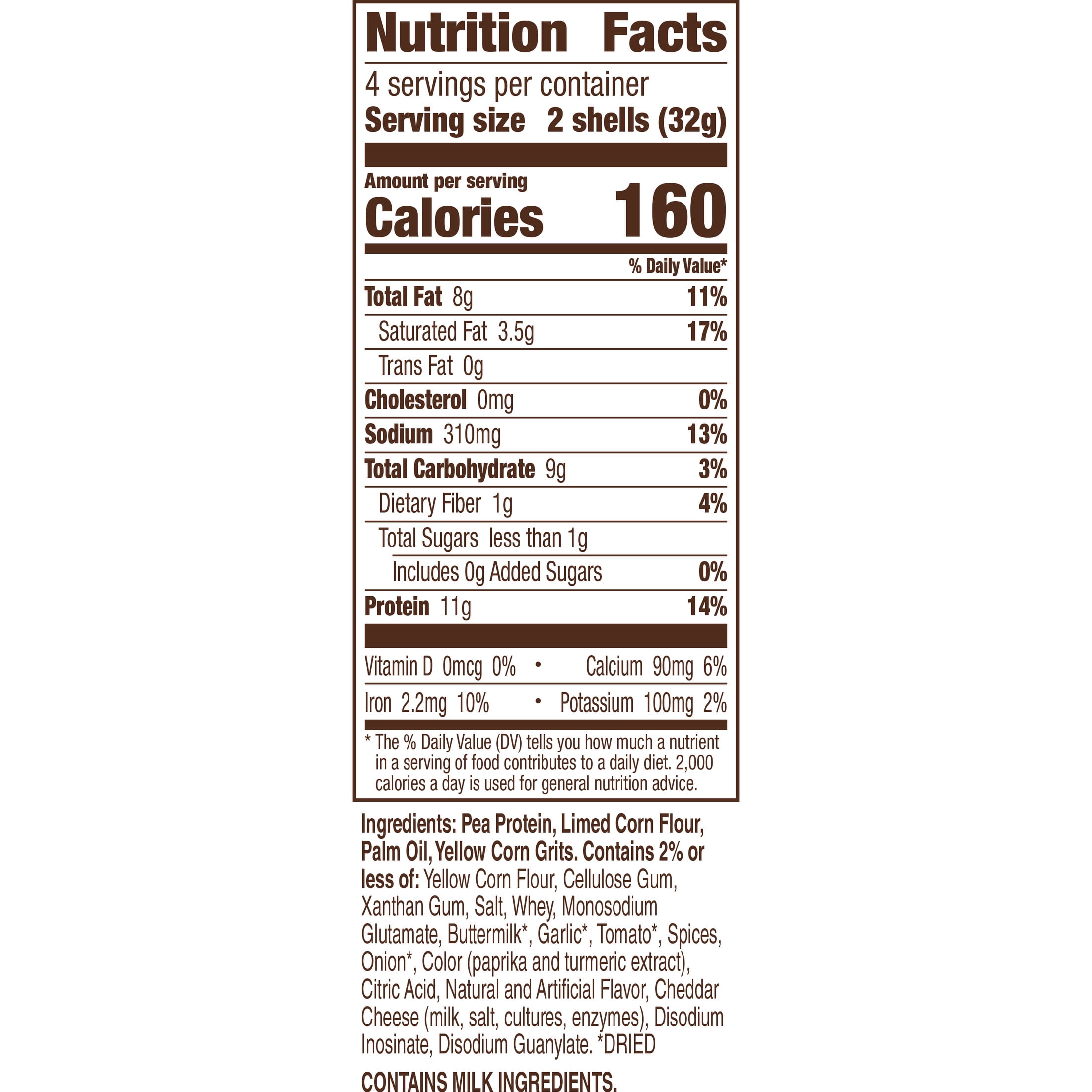 (2 pack) Old El Paso Protein Advantage Taco Shells, Nacho Cheese, 11g Protein, 8 Count, 4.52 oz