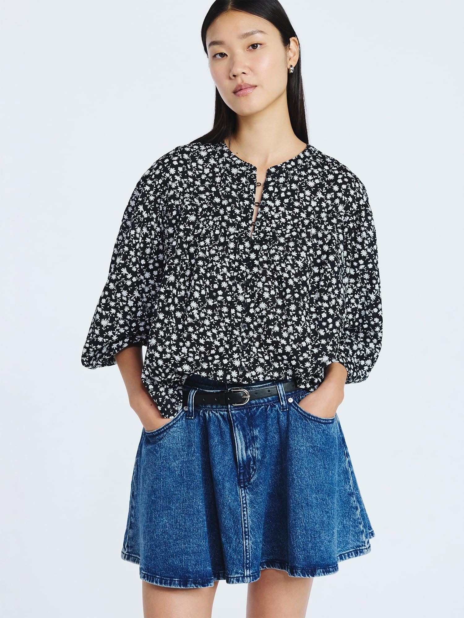 Scoop Women's New Scubaknit Zip Neck Top, Sizes XS-XXL - Walmart.com