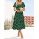 thumbnail image 3 of Vestido ZESICA para mujer, estilo bohemio, floral, midi, verde, talla L, 3 of 7