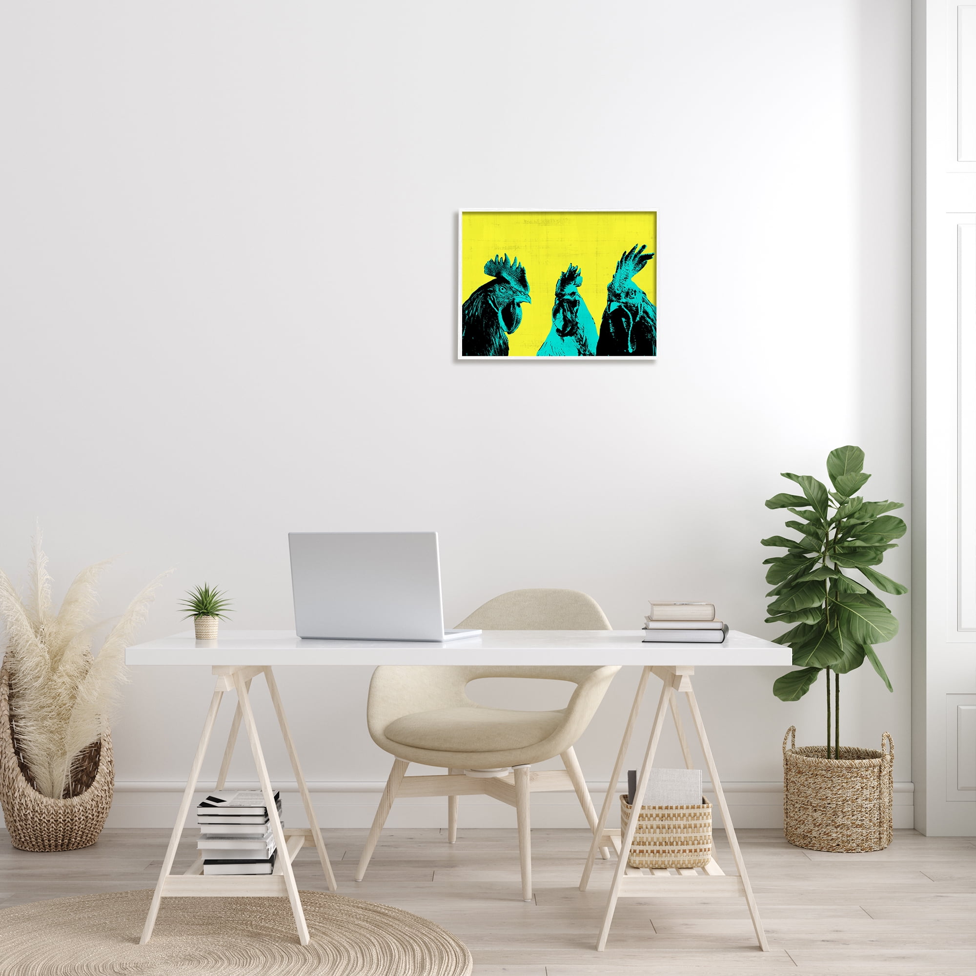 Stupell Industries Bold Pop Farm Roosters Yellow Blue Abstract Birds, 20 x 16, Design by Annie Warren&nbsp;