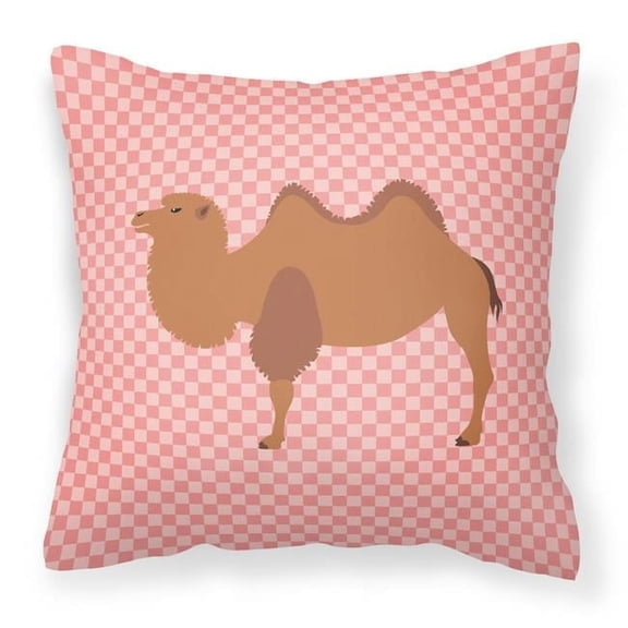 Carolines Treasures BB7818PW1414 Bactrian Camel Pink Check Fabric Decorative Pillow, 14 x 14 in.