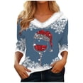 thumbnail image 2 of Craaazy Christmas Fall Sweaters Fuzzy V Neck Long Sleeve Shirts Xmas Graphic Casual Top Gifts For Women, 2 of 4