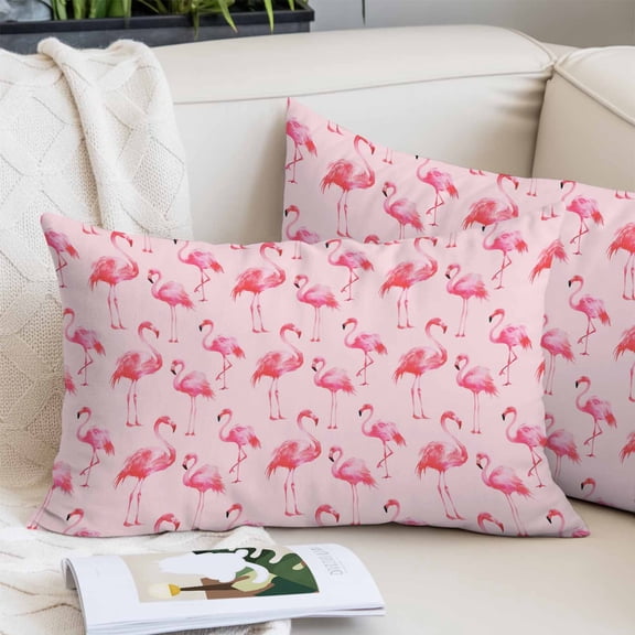 Pink Flamingo Pillow Covers Queen, Summer Animals Soft Brushed Microfiber Breathable Throw Pillow Covers, Pillowcase with Zipper for Couch Sofa Bedroom Living Room 20"x30"