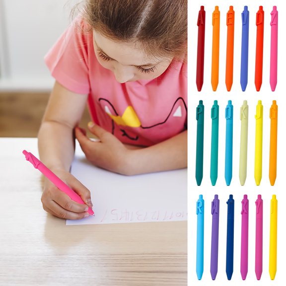 Alphabet Pen for Students, 0.5mm Black Ink Large Capacity 2ml, Fast-Dry, Silent Spring, INS Style, Exam , Smooth Writing Ballpoint, 1 PC