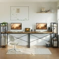 thumbnail image 3 of Bestier 55 inch Computer Desk with 4-Tier Shelves Craft Table Writing Study Table, Rustic Brown, 3 of 8