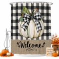 thumbnail image 2 of Thanksgiving Shower Curtains for Bathroom, Fall White Pumpkin Leaves Black Plaid Waterproof Fabric Shower Curtain, Decorative Bathroom Curtain for Bathtub, 36"x72", No Hooks Included, 2 of 9