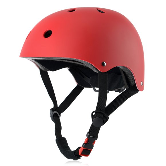 Casco de bicicleta para niños ajustable y multideporte desde niños pequeños hasta jóvenes 3 tamaños (rojo)