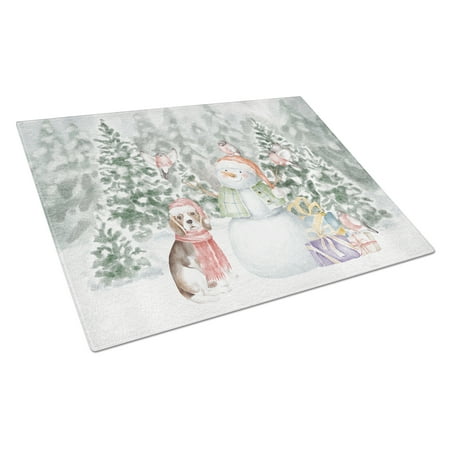 

Beagle Tricolor with Christmas Presents Glass Cutting Board Large 12 in x 15 in