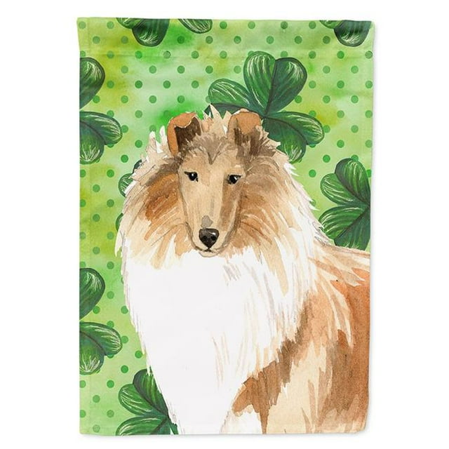 Carolines Treasures CK1793CHF Shamrocks Rough Collie Flag Canvas House Size