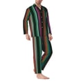 thumbnail image 2 of Lsque Colorful Stripes Pattern Long Sleeve Pajama Set for Men - Soft 2-Piece Sleepwear and Loungewear Set with Pockets, Comfy Nightwear-X-Large, 2 of 7
