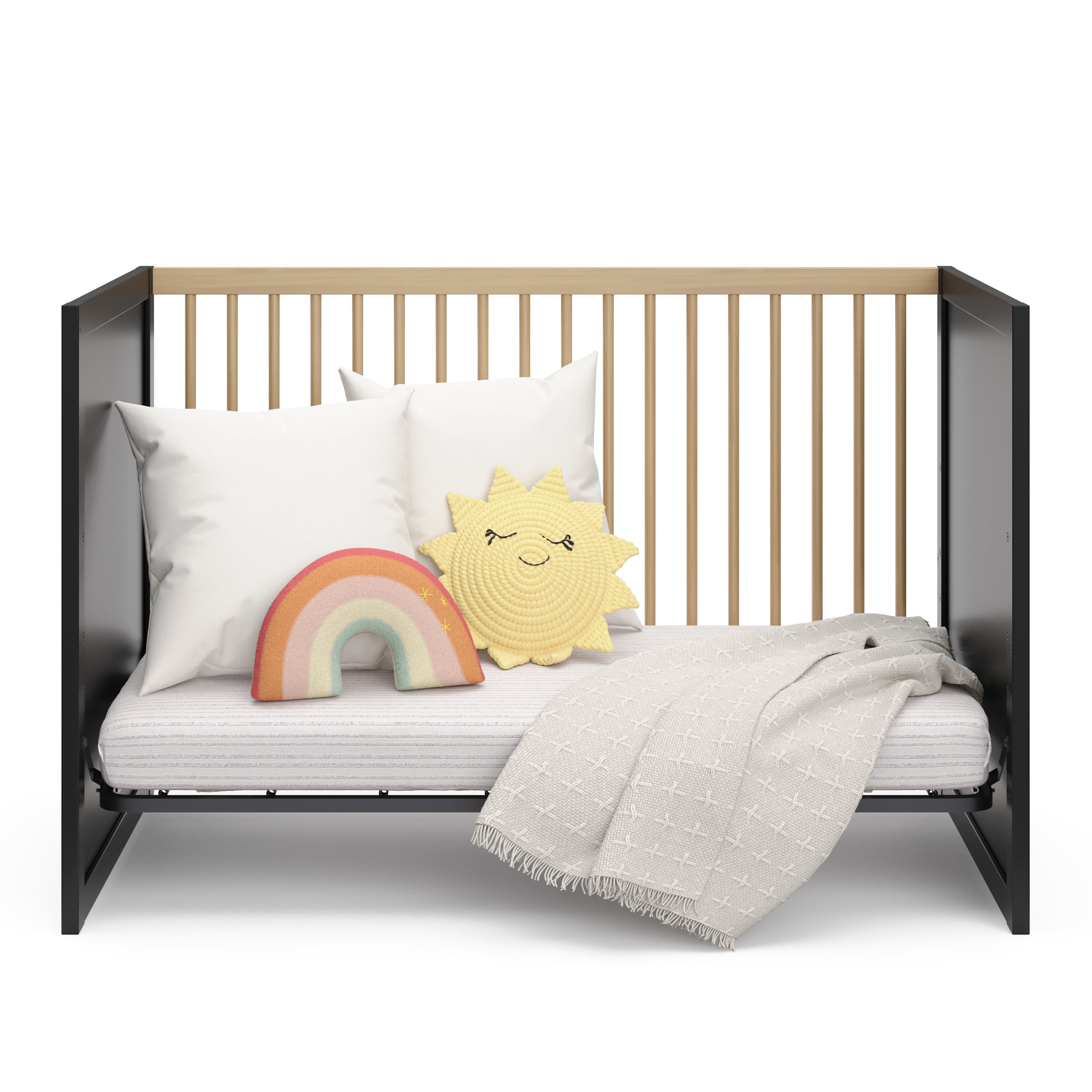 Storkcraft Calabasas 3-in-1 Convertible Baby Crib, Black with Driftwood