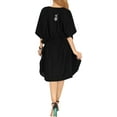 thumbnail image 3 of HAPPY BAY Women's Summer Loungewear Solid Casual Relaxed Caftan Knee Length Cover Up Dresses for Women 2X-3X Black, Embroidered, 3 of 4