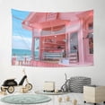 thumbnail image 6 of Easygdp Pastel Pink Beach Cafe Tapestry Wall Hanging, Wall Tapestries for Bedroom Aesthetic Living Room Office Decor 60x40in, 6 of 8