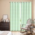 thumbnail image 3 of Kitchen Curtains 84 Inch Length 2 Panels, Green Grid Grommets Window Treatment Curtain, Checkered Plaid Gingham Lattice Trellis Print Thermal Curtains Drapes for Living Room/Bathroom, 3 of 9