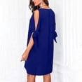thumbnail image 4 of SMihono Robes d'Été Bohémiennes Femmes Grande Taille Mode Femmes Col en V Été Uni Décontracté Manches Courtes Mi-Mollet Robe, 4 of 7