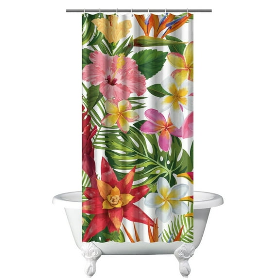 Tropical Sunset Palm Tree Boho Shower Curtain, Waterproof Polyester with Hawaiian Island Classic and Aloha Prints, Includes Hooks, Ideal for Home or Rental Bathrooms