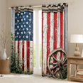 thumbnail image 2 of Homewish Fashion American Flag Black Out Curtains, Stars Stripes Abstract Curtains Pack of 2 (42x63 Each), Wooden Lodge Cabin Bedroom Curtains, Blackout Curtains Room Decor, 2 of 6