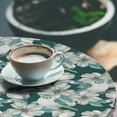 thumbnail image 3 of Ambesonne Bird Print Fitted Round Tablecloth, Goldfinch Floral Spring, 36"- 40" Diameter, Hunter Green and Pale Grey, 3 of 5