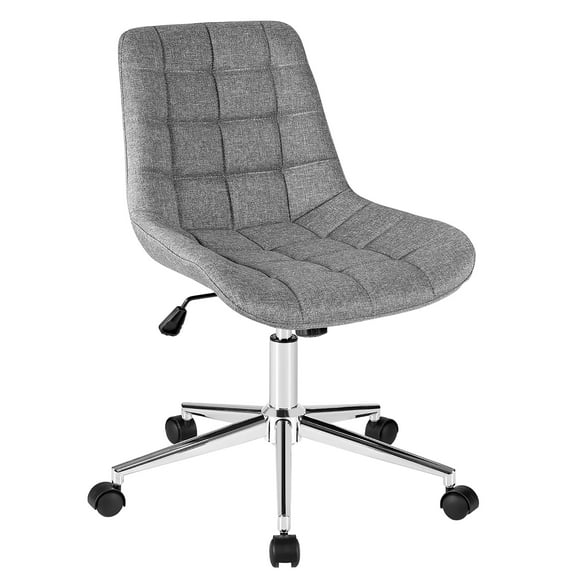 Costway Chaise de Bureau Sans Accoudoirs à Dossier Mi-Haut, Réglable, Pivotante, en Tissu, Chaise de Travail
