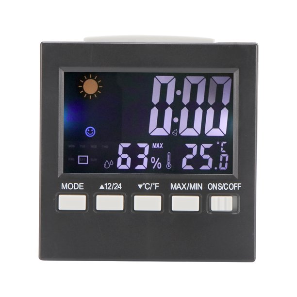 Reloj Despertador Digital Termómetro Multifuncional Pronóstico Del Tiempo Linternas Led A Batería Decoración Para El Hogar Para El Dormitorio Sala De Estar Kearding HA023624-00
