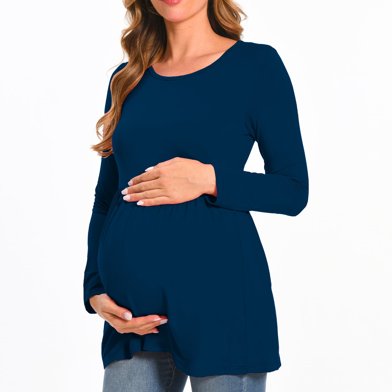 Beaisland Women's Long Sleeve Maternity Shirts Basic Casual Pregnancy Top 3-Pack