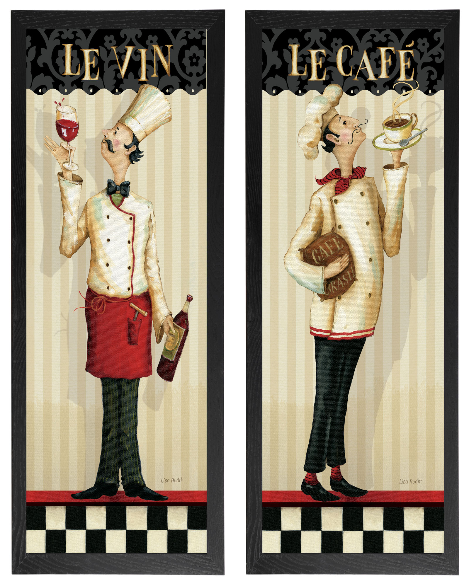 French Le Vin and Le Cafe Chef Panel Prints by Lisa Audit; Kitchen