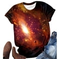 thumbnail image 4 of TINZ Titre : T-Shirt à Col Rond à Manches Courtes à Imprimé Galaxie pour Femmes T-Shirt Rayé pour Femmes Chandails d'Entraînement pour Femmes Chandails Unis Simples Femmes, 4 of 4