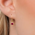 thumbnail image 3 of Gem Stone King 14K Yellow Gold Red Created Ruby Earrings for Women | 0.50 Cttw | Gemstone July Birthstone | Round 4MM, 3 of 6