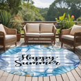 thumbnail image 5 of Happy Summer Round Living Room Rugs 6 ft, Blue Starfish Shell Seashell Oceans Life Plaid Washable Area Rug with Non-Slip Sturdy Edge Binding Round Carpet for Kitchen Office Bedroom, 5 of 9