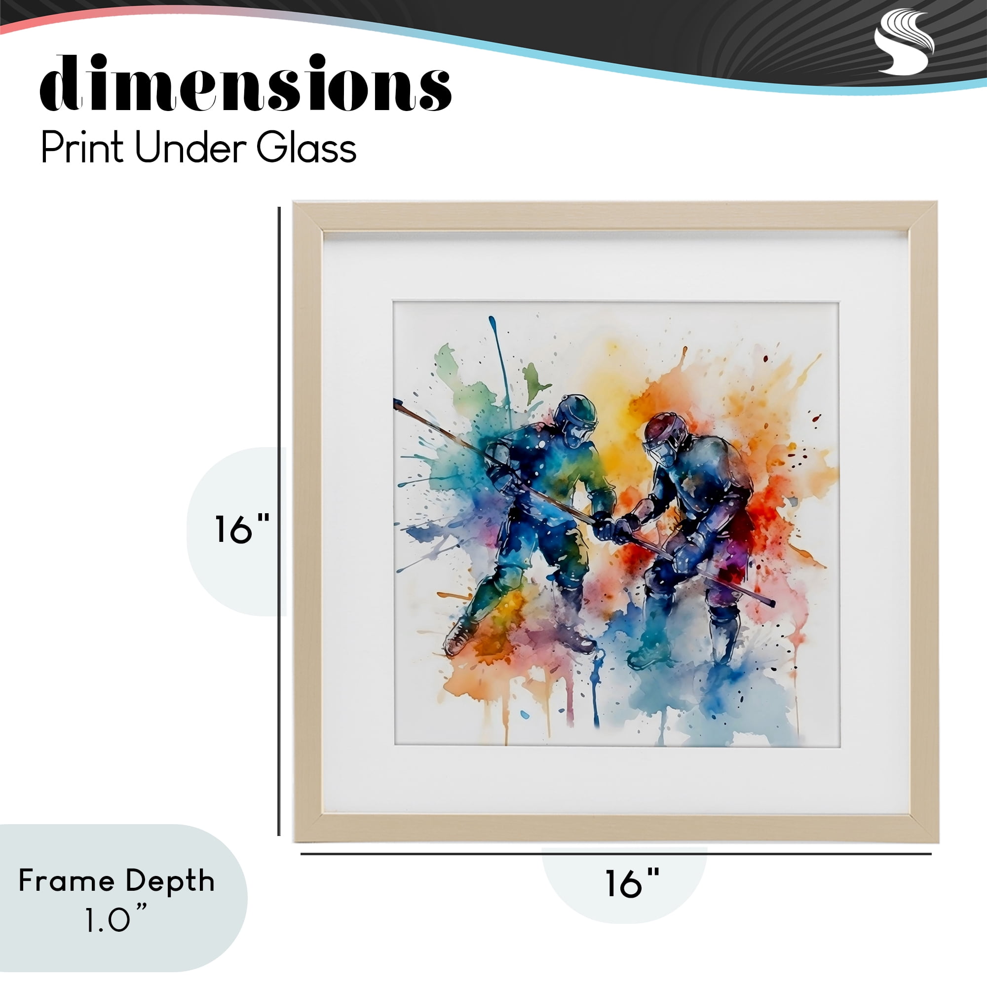 Stupell Industries Watercolor Hockey Faceoff Birch Framed Print Under Glass, design by Creative Studio