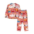 thumbnail image 1 of Fotbe Cartoon with Traffic Elements Conjunto de Pijama de Manga Larga para Mujer con Estampado, Ropa de Dormir de 2 Piezas, Conjunto de Casa Suave y Cómodo con Bolsillos-Medium, 1 of 7
