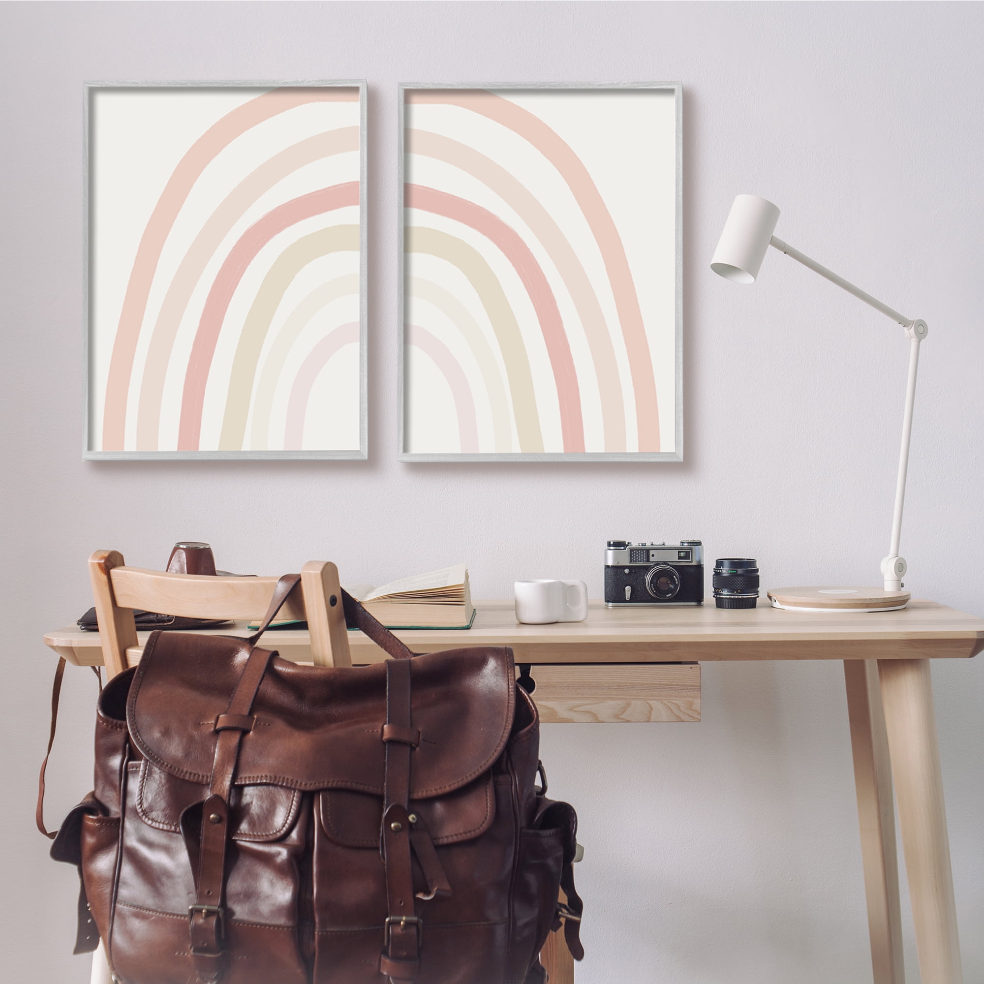 Stupell Industries Children's Soft Pastel Rainbow Shape Pink Beige Arches, 24 x 30, Design by Leah Staatsma